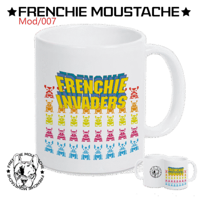 Frenchie Invaders – Mug en céramique blanche (Mod/008)