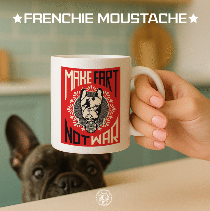 FrenchieMoustache_Mug_Mod_011_Illustration Make Fart – Mug en céramique blanche (Mod/011)
