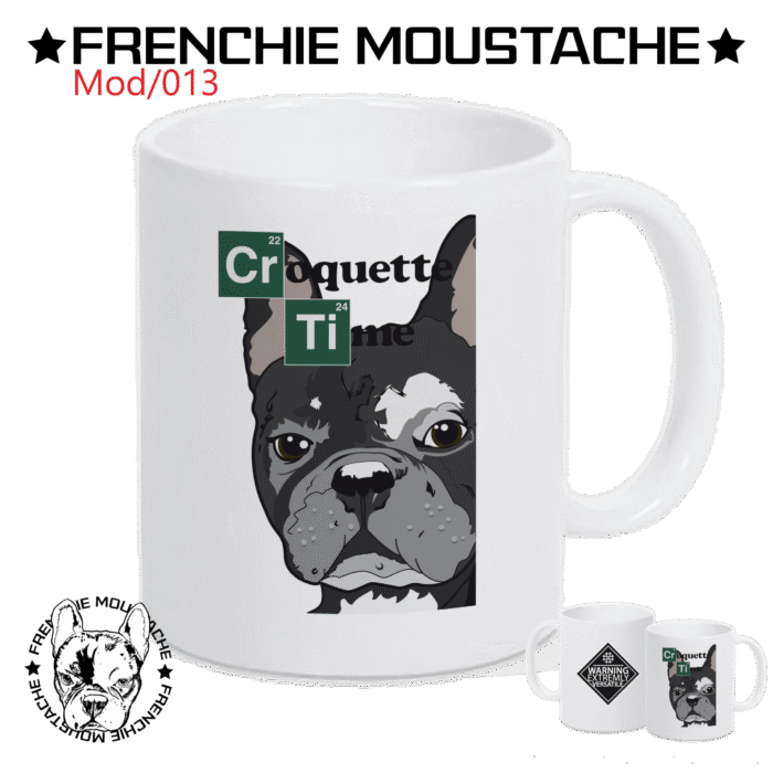 FrenchieMoustache_Mug_Mod_013 I Am The Bark – Mug en céramique blanche (Mod/013)