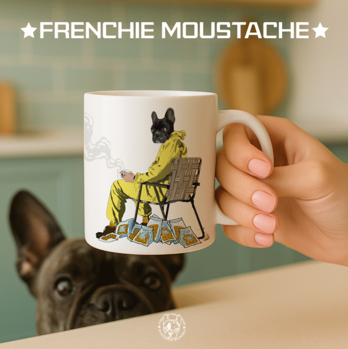 FrenchieMoustache_Mug_Mod_015_Illustration Breaking Miam – Mug en céramique blanche (Mod/015)
