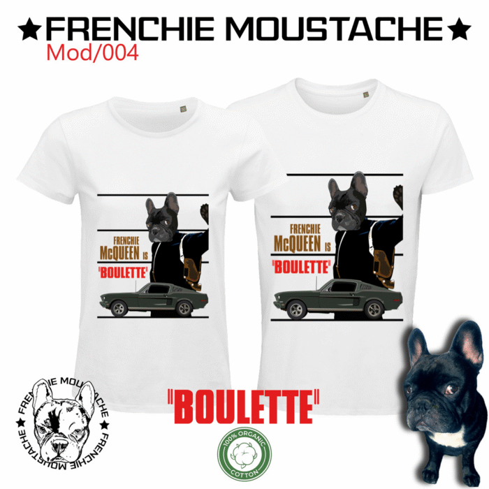 Frenchie Moustache - Boulette - T-shirt 100% coton bio Frenchie Moustache - Boulette - T-shirt 100% coton bio