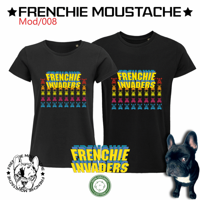 T-shirt Frenchie Moustache 100% coton bio - Mod/008 _ Couch Invaders _ Coupe Homme T-shirt Frenchie Moustache 100% coton bio - Mod/008 _ Couch Invaders _ Coupe Homme