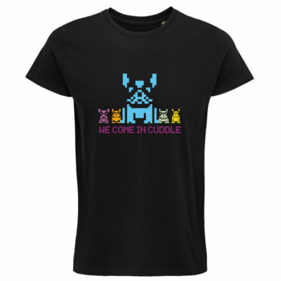T-shirt Frenchie Moustache 100% coton bio - Mod/009 _ We come in cuddle _ Coupe Homme