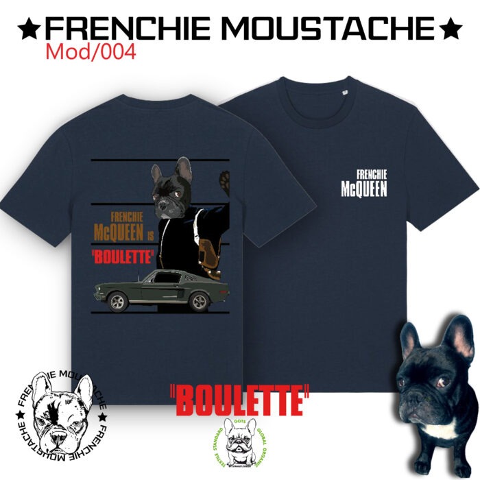 Frenchie Moustache - Boulette - T-shirt 100% coton bio - Certifié Gots