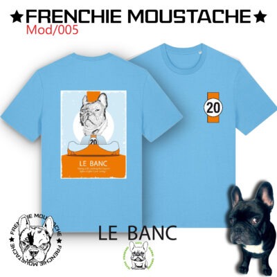 Frenchie Moustache - Le Banc - T-shirt 100% coton bio - Certifié GOTS