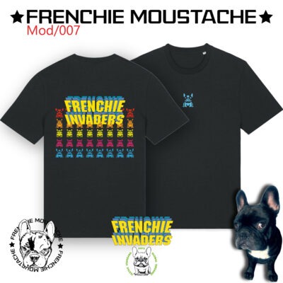 T-shirt Frenchie Moustache 100% coton bio - Mod/008 _ Couch Invaders - Certifié GOTS