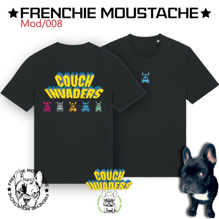 Frenchie Moustache - Frenchie Invaders - T-shirt 100% coton bio- Certfié GOTS
