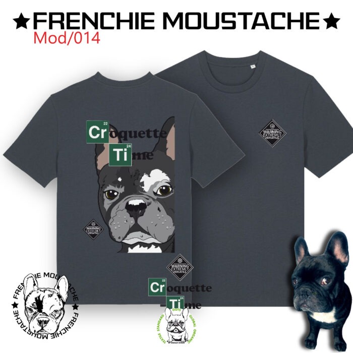 T-shirt Frenchie Moustache 100% coton bio - Mod/013 _ I'm The Bark - Certifié GOTS