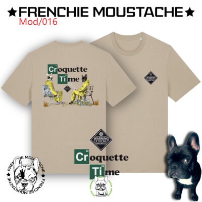 T-shirt Frenchie Moustache 100% coton bio - Mod/015 - Breaking Miam Moustache - Certifié GOTS