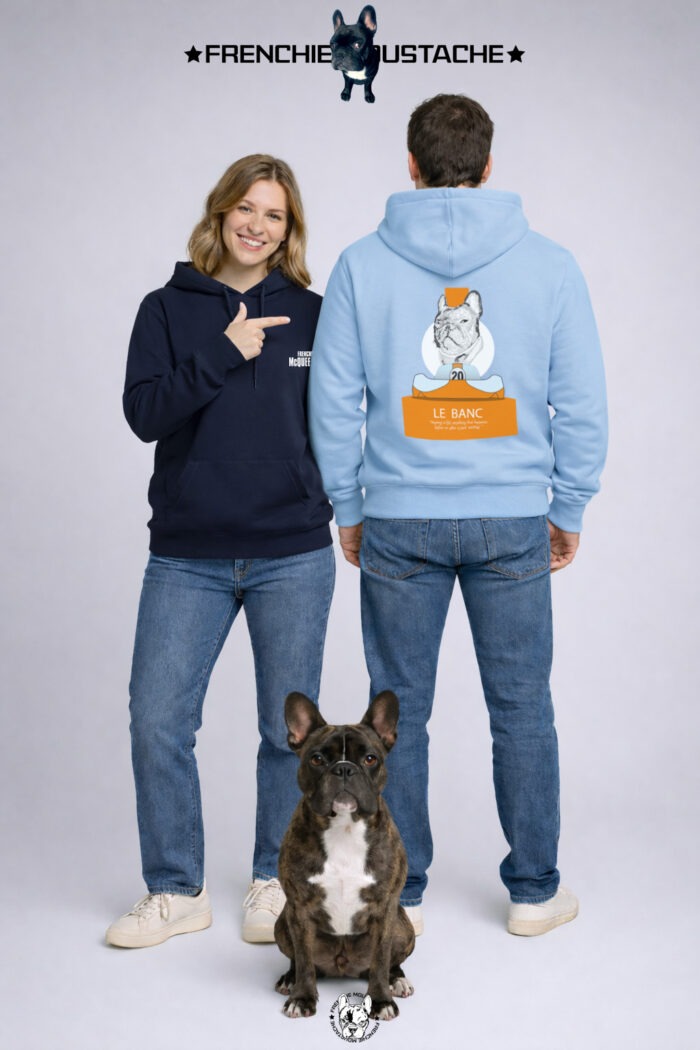 Image com -Sweats couple_ Boulette - Le banc Frenchie Moustache - Boulette - Sweat-shirt 100% coton bio - Certifié Gots